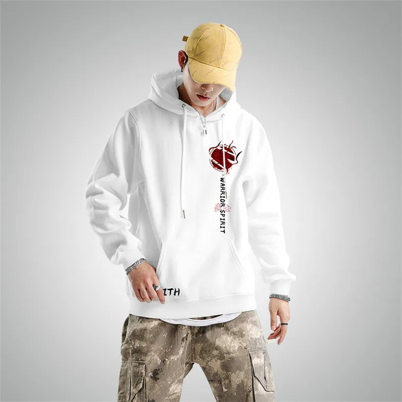 JEEZ Wear Sudadera con capucha extragrande con estampado Warrior Spirit