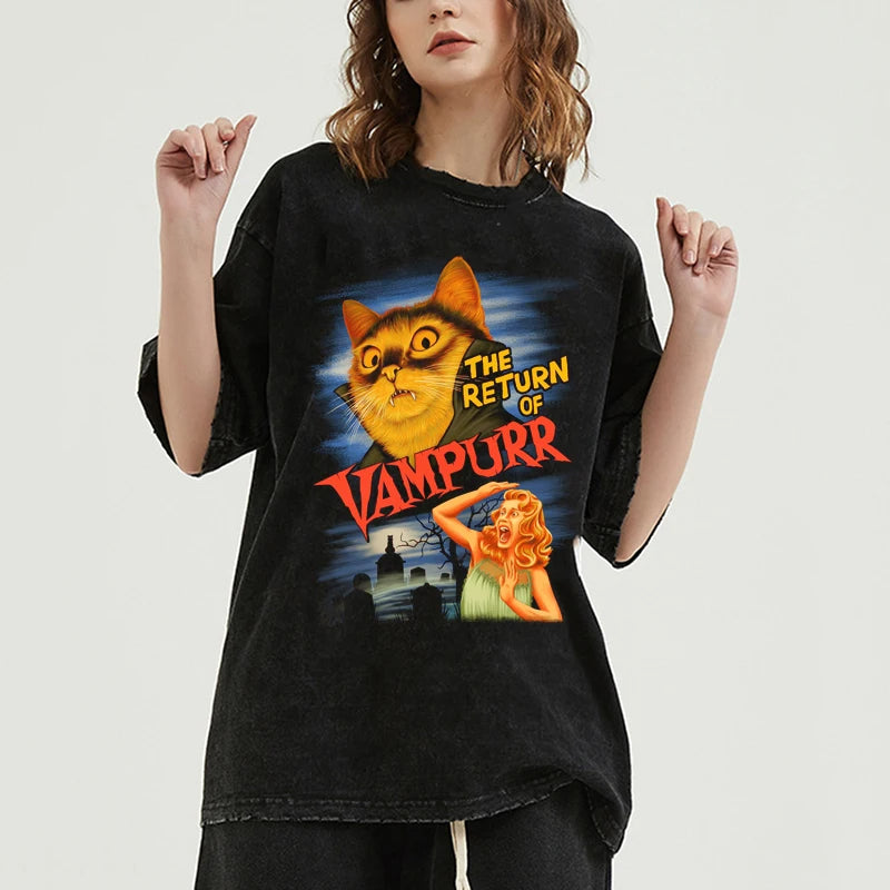 JEEZ Wear Vampurr Yıkamalı Kumaş Oversize Tişört