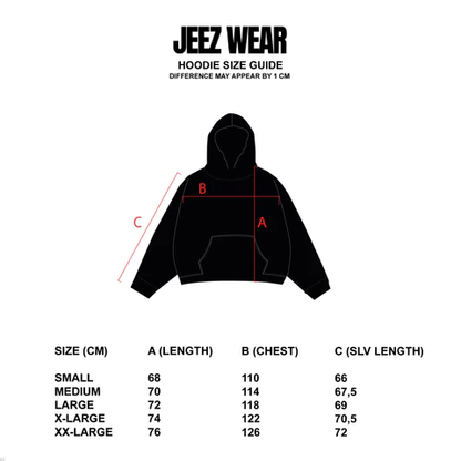 JEEZ Wear HellStar 2.0 Sudadera con capucha extragrande estampada