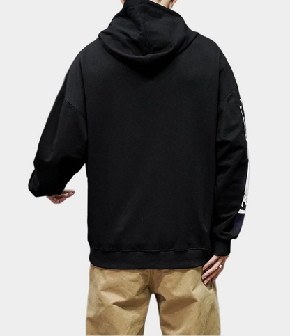 JEEZ Wear Siyah Morphic Baskılı Oversize Hoodie