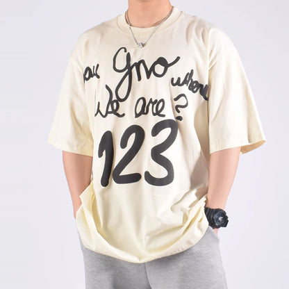 JEEZ usa la camiseta estampada extragrande 123 Crew