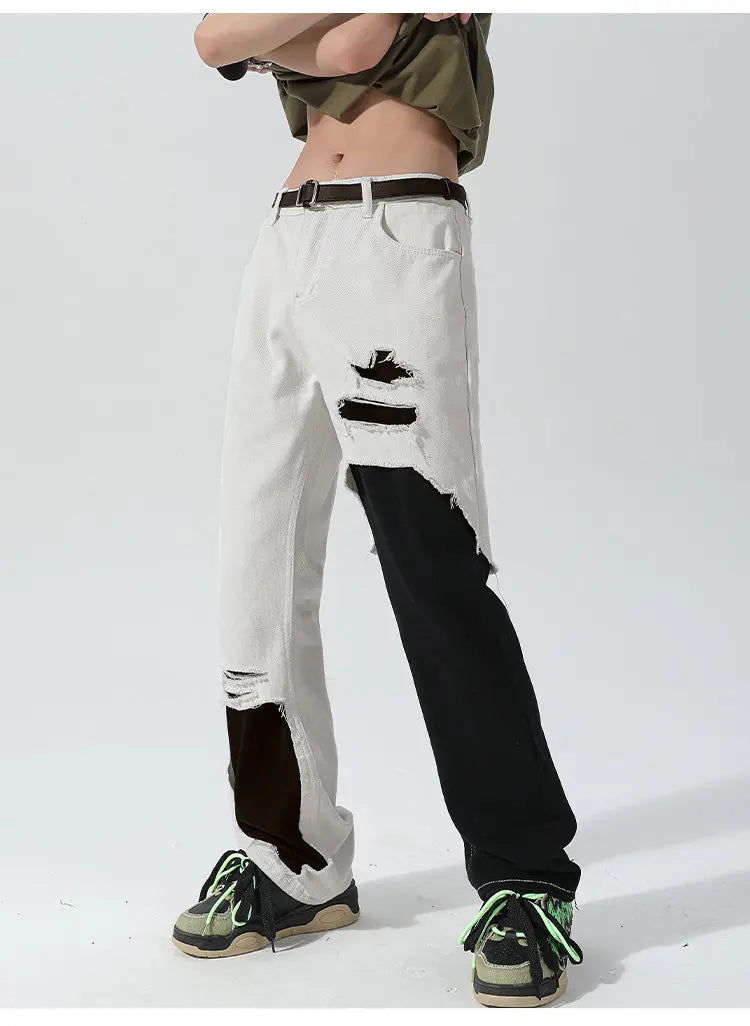 JEEZ usa pantalones vaqueros con aberturas Yin y Yang