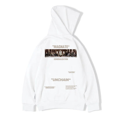 JEEZ Wear Sudadera con capucha estampada extragrande Unchain