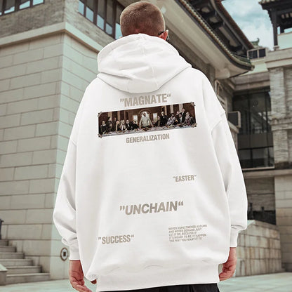 JEEZ Wear Sudadera con capucha estampada extragrande Unchain