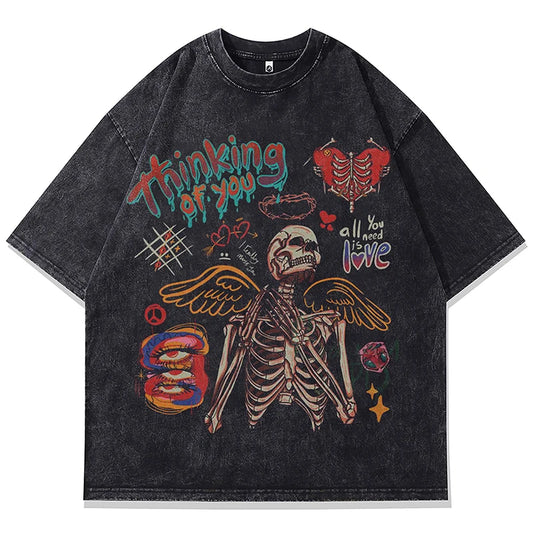 JEEZ Wear Grim Reaper's Calling Oversize Yıkamalı T-Shirt