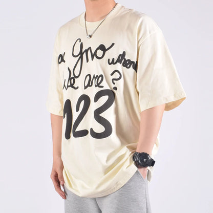 JEEZ usa la camiseta estampada extragrande 123 Crew