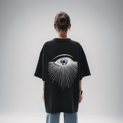 JEEZ WEAR Camiseta de mujer con estampado extragrande lavada Crystal Gaze