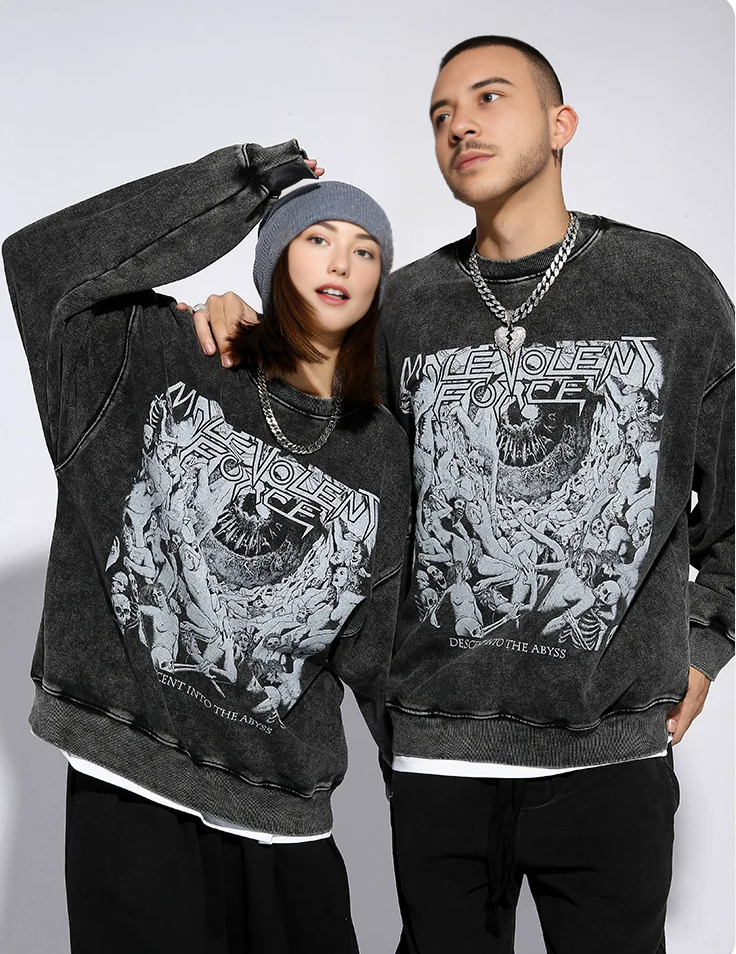 JEEZ Wear Venture Baskılı Yıkamalı Oversize Sweatshirt