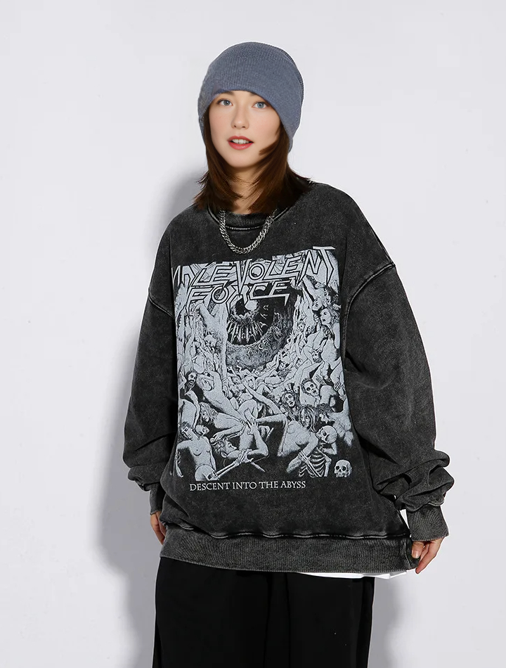 JEEZ Wear Venture Baskılı Yıkamalı Oversize Sweatshirt