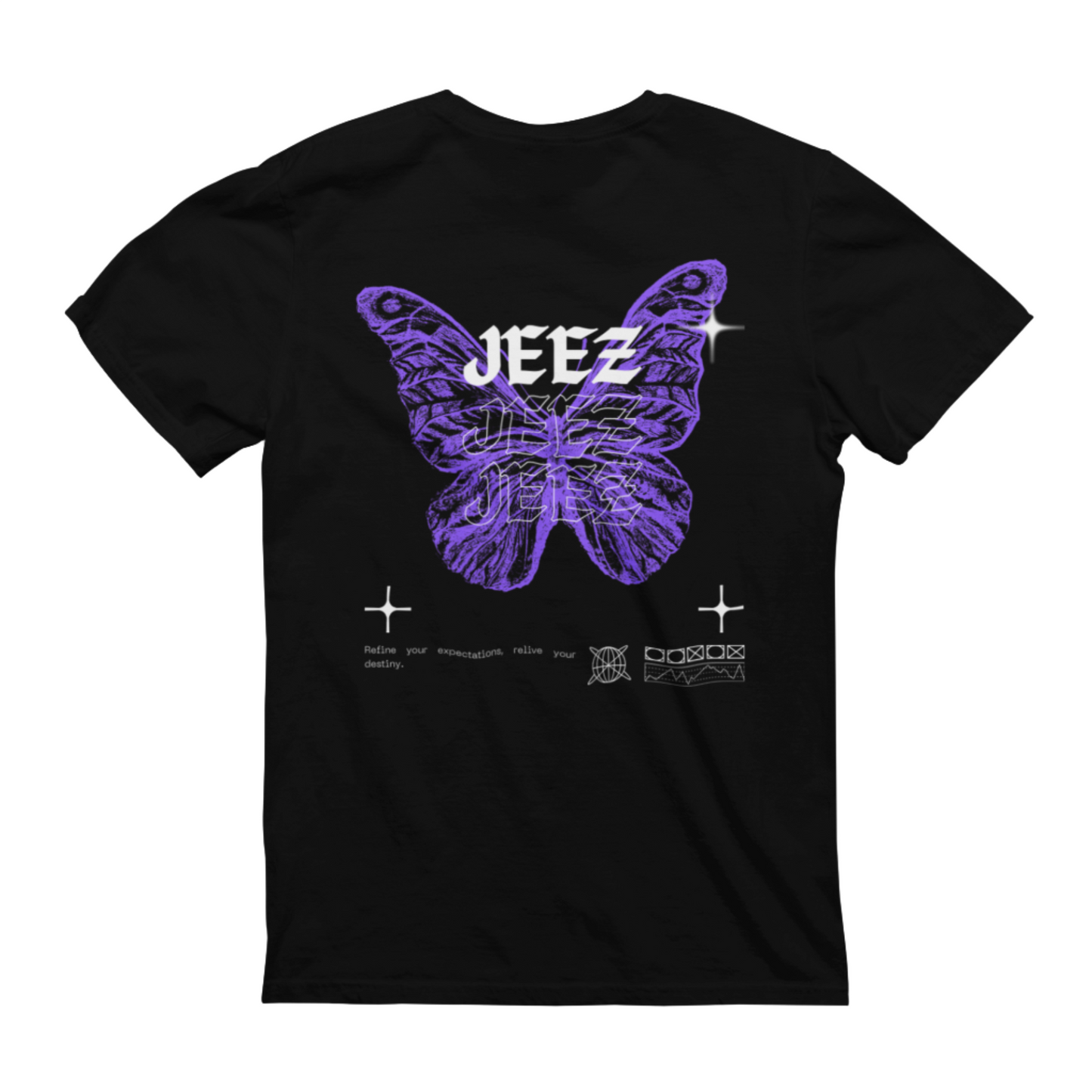 JEEZ Wear camiseta estampada con efecto mariposa