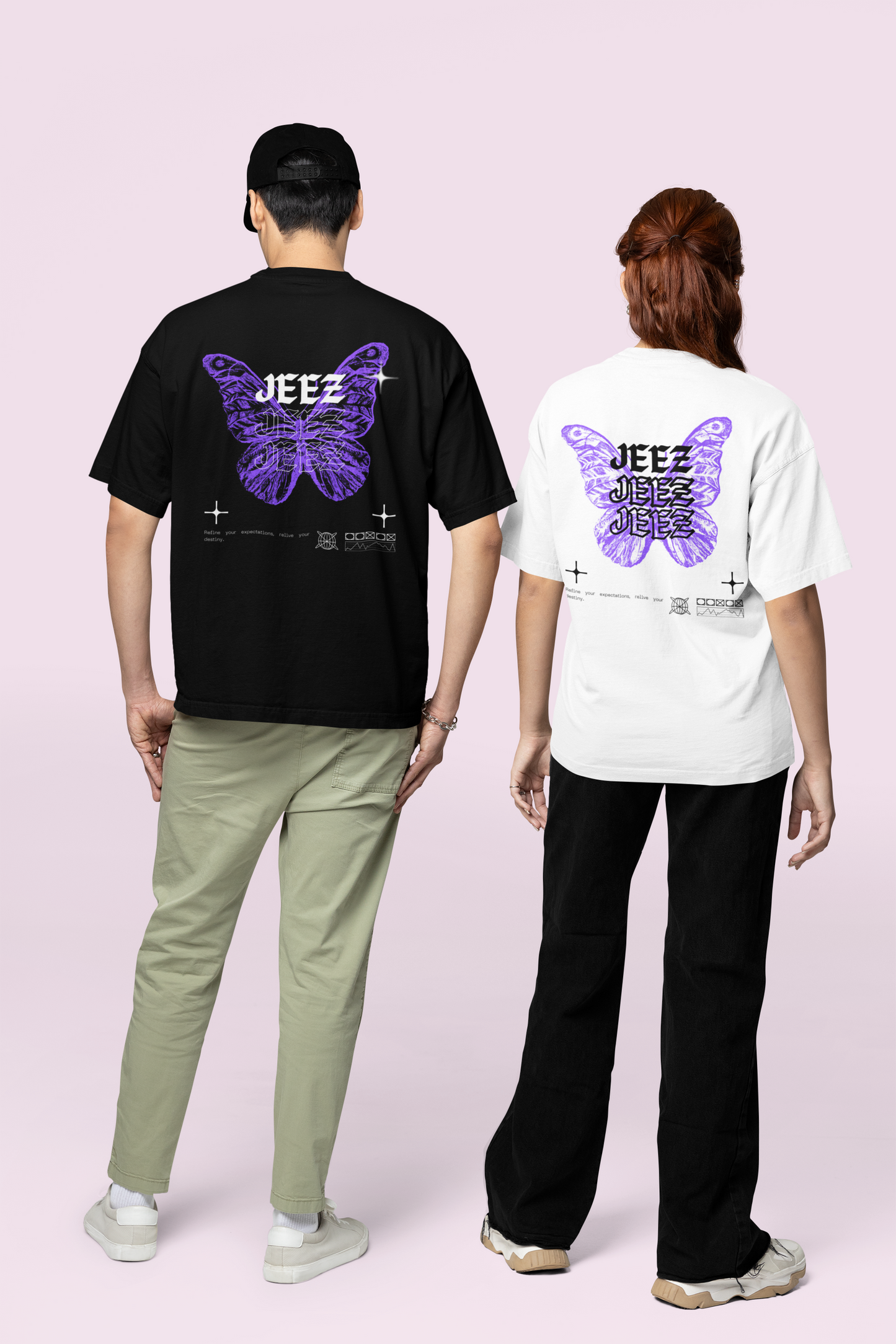 JEEZ Wear camiseta estampada con efecto mariposa