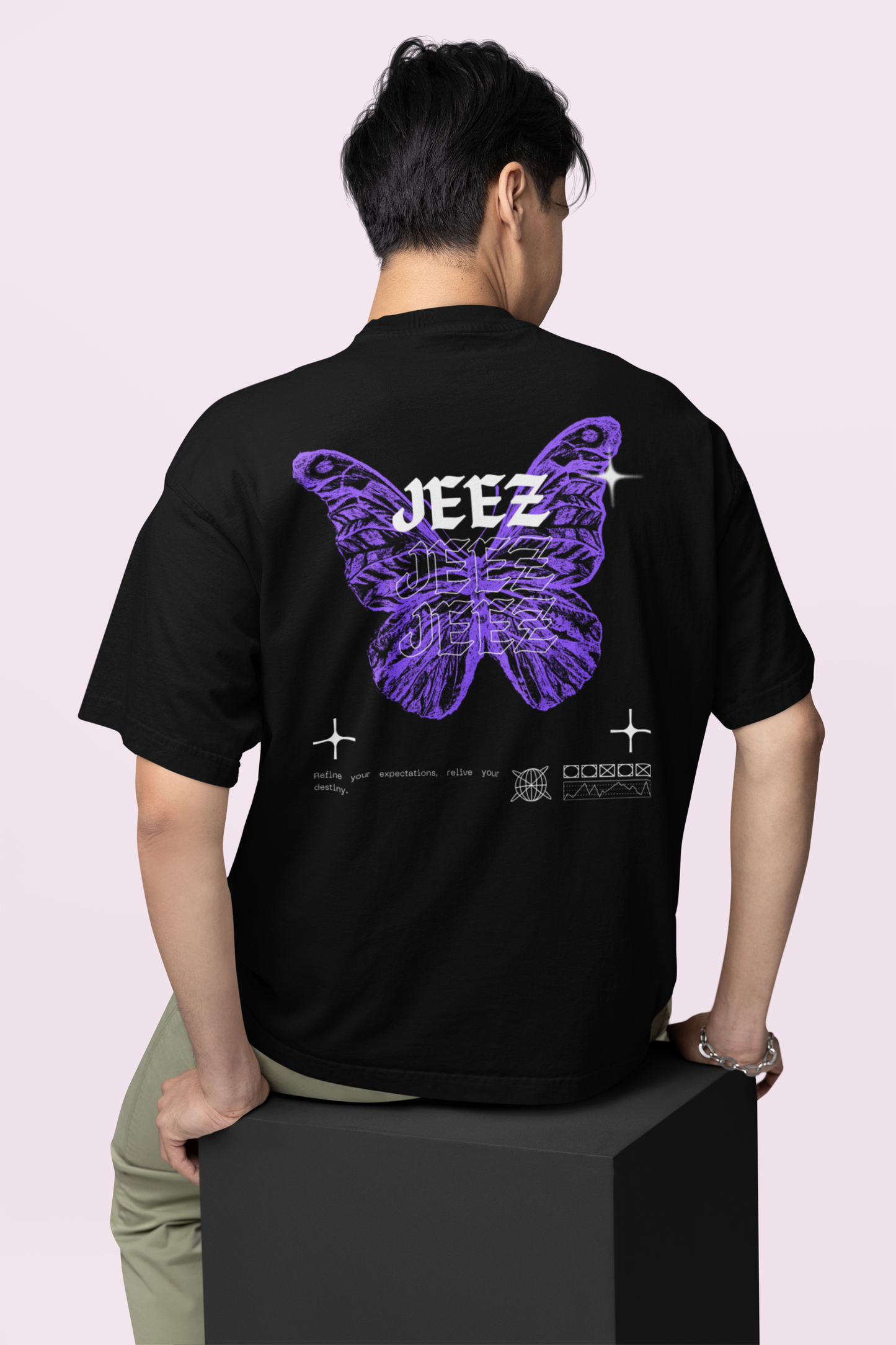 JEEZ Wear camiseta estampada con efecto mariposa