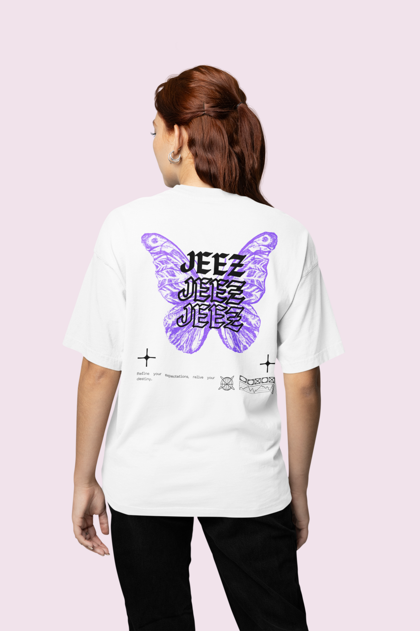 JEEZ Wear camiseta estampada con efecto mariposa